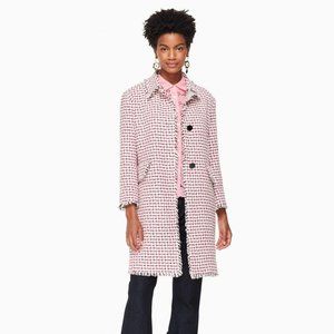 Kate Spade Pink Tweed Coat With Fringe